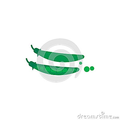 Set of two green peas in flat style Vector Illustration