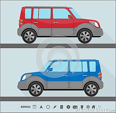 Set of two isolated cars Vector Illustration