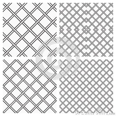 Set of Metal Grids as Seamless Background Vector Illustration