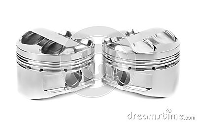 Set of two polished forged pistons Stock Photo