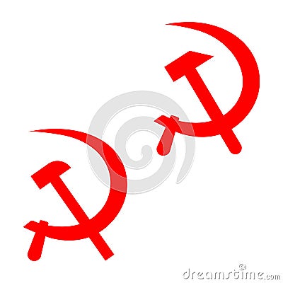 Set of two red symbols of the USSR crossed hammer and sickle. Unity of workers and peasants. Vector lillustration isolated on Vector Illustration