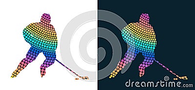 Colorful Hockey Player Silhouette. Isolated vector colored images. Abstract vector image of sportsmen. Vector Illustration