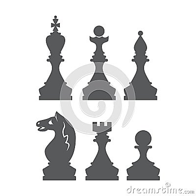 Chess figures king, queen, bishop, knight, rook, pawn Stock Photo