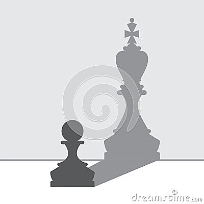 Pawn with king shadow Stock Photo