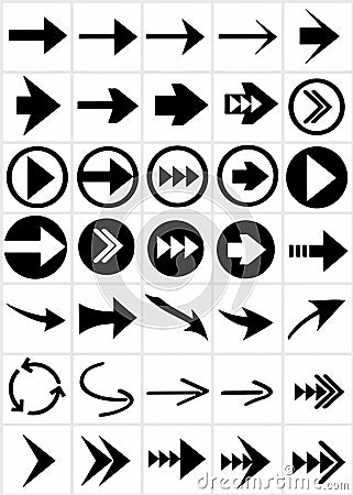 Set of 35 types of arrows Cartoon Illustration