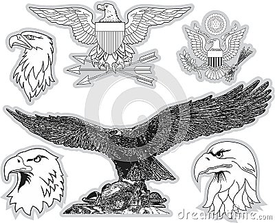 Set of U.S. eagles Vector Illustration