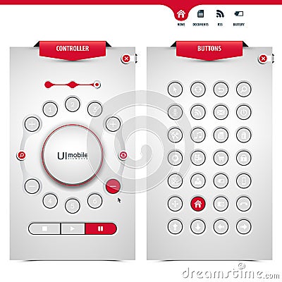 Set of ui controllers and buttons Vector Illustration