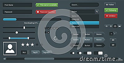 Set UI elements for Web site. Vector Interface Vector Illustration