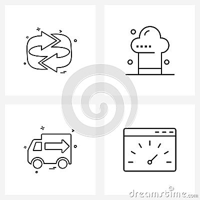 Set of 4 UI Icons and symbols for arrow, van, arrow, cooking, travel Vector Illustration