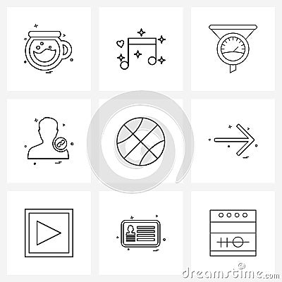 Set of 9 UI Icons and symbols for, profile, filter, avatar, throughput Vector Illustration