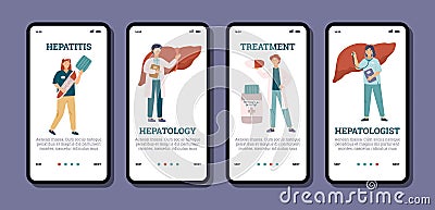Set of UI and mobile app onboarding screens for medical clinic, health insurance or doctor appointment - flat vector Vector Illustration