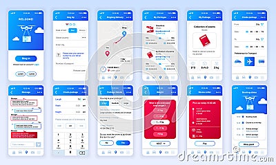 Set of UI, UX, GUI screens Delivery app flat design template for mobile apps, responsive website wireframes. Web design UI kit. Vector Illustration