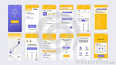 Set of UI, UX, GUI screens Delivery app flat design template for mobile apps, responsive website wireframes. Web design UI kit. Vector Illustration