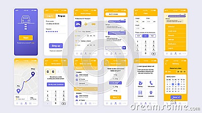 Set of UI, UX, GUI screens Delivery app flat design template for mobile apps, responsive website wireframes. Vector Illustration