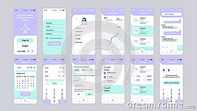 Set of UI, UX, GUI screens Delivery app flat design template for mobile apps, responsive website wireframes. Vector Illustration