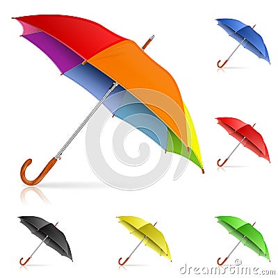 Set Umbrellas Vector Illustration