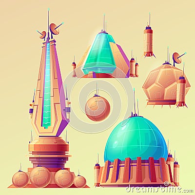 Unidentified space objects, UFO, space ships of alien Vector Illustration