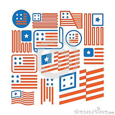 Set of the United States of America icons. Vector illustration decorative design Vector Illustration