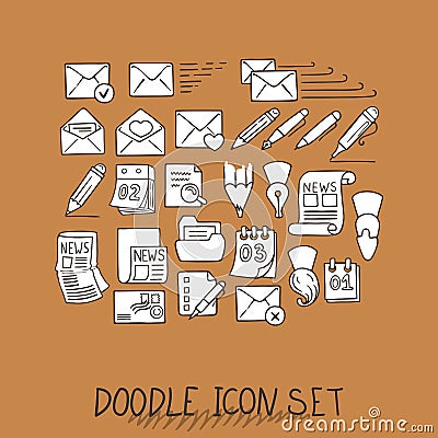 Set of Universal Doodle Icons. Variety of Topics. Vector Illustration