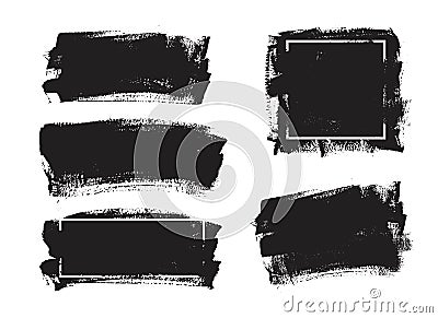 Set of universal grunge black paint background with frame. Dirty artistic design elements, boxes, frames for text. Vector Illustration