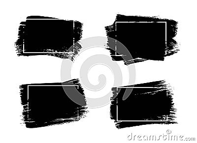 Set of universal grunge black paint background with frame. Dirty artistic design elements, boxes, frames for text. Vector Illustration