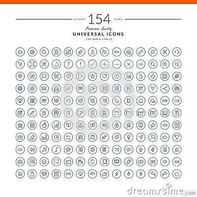 Set of universal icons for web and mobile Vector Illustration