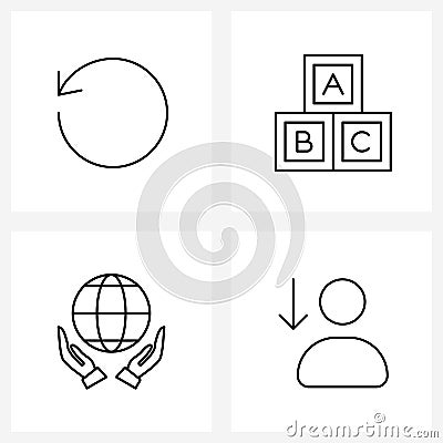 Set of 4 Universal Line Icons of reload; man; art; safe world; male Vector Illustration