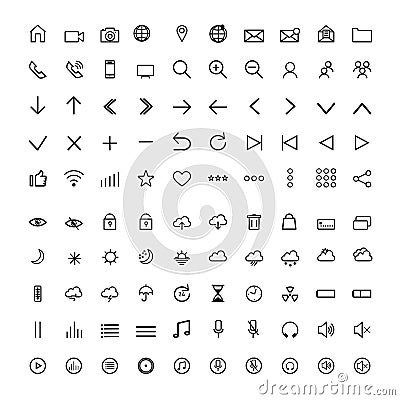 Set universal modern icons ,thin line Stock Photo