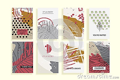 Set of universal tropic style posters Vector Illustration