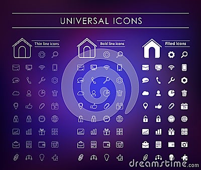 A set of universal white icons Vector Illustration