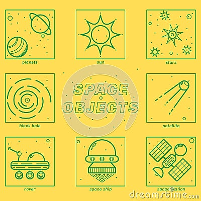 Set of Universe Infographics - Solar system, Planets comparison Vector Illustration