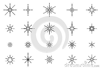 Set of unpainted stars Vector Illustration