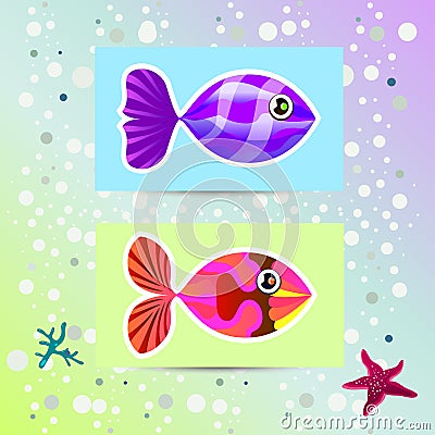 Set of unusual colored fish Stock Photo