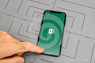 set up on iPhone X 10 app application software Microsoft Excel Editorial Stock Photo