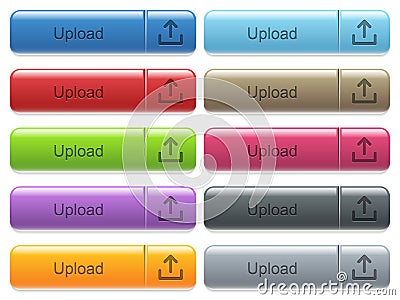 Set of upload glossy color captioned menu buttons Stock Photo