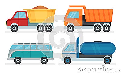 Set Of Urban And Industrial Transport Vector Illustrations Vector Illustration