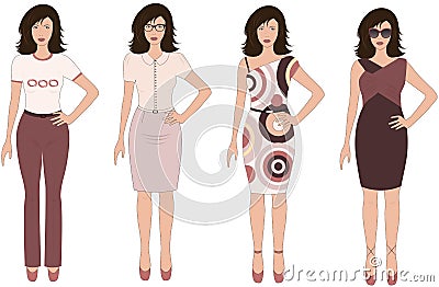 Set of urban lady. Vector Illustration