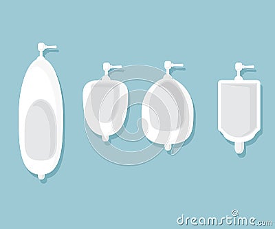 Set of urinals in bathroom Vector Illustration