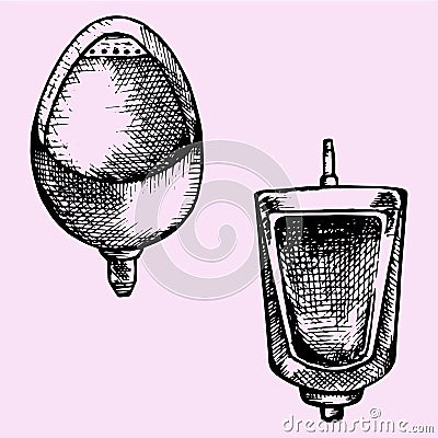 Set urinals in men's bathroom Vector Illustration