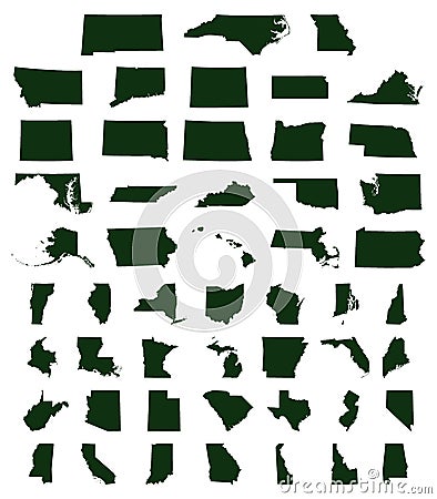 Set of US states maps Vector Illustration