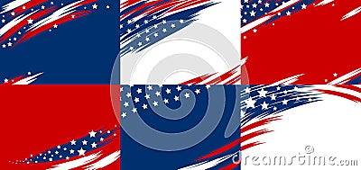 Set of USA banner abstract background design of american flag Vector Illustration