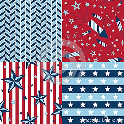 Set of USA Patterns Vector Illustration