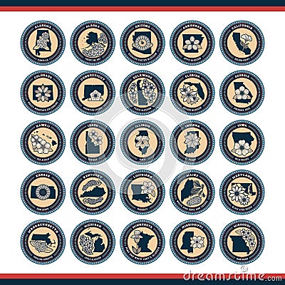 Set of USA states labels. Vector illustration decorative design Vector Illustration