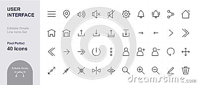 Set of user interface line vector icons Vector Illustration