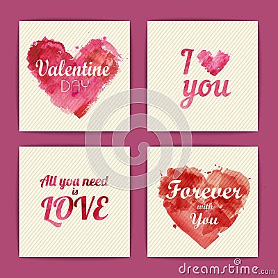 Set of valentine invitation cards Vector Illustration