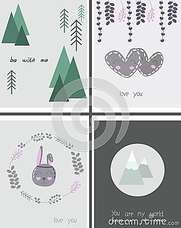 Scandinavian love day february - vector illustration, eps Vector Illustration