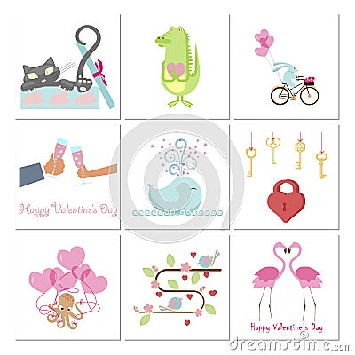 Set of Valentines day banners Vector Illustration