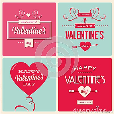 Set of valentines day card design Stock Photo