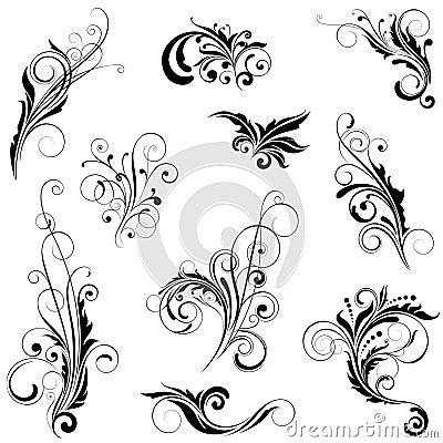 Set of variety floral designs Vector Illustration