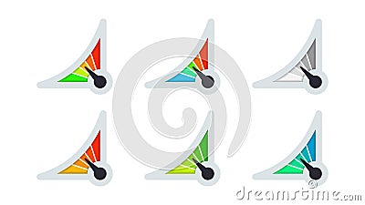 Set of various abstract meters. Graphic element of tachometer, speedometer, indicators, score. Vector Illustration